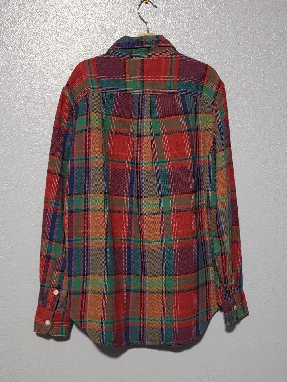 RALPH LAUREN Boys Medium 10-12 Madras Plaid Button Down Shirt Cotton Preppy